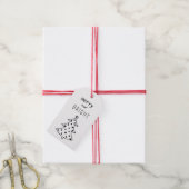 Moderne zwart-wit grillige kerstboom cadeaulabel (Met Touw)