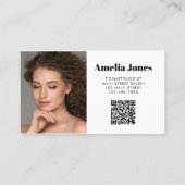 Moderne Zwart Wit Haar Salon Foto Visitekaartje (Achterkant)