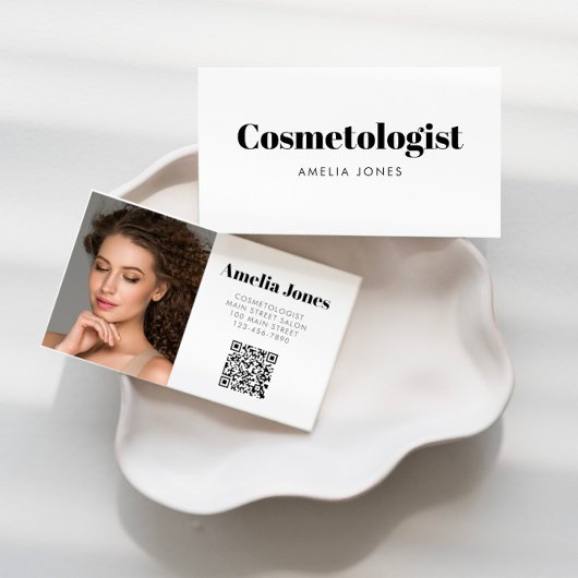 Moderne Zwart Wit Haar Salon Foto Visitekaartje