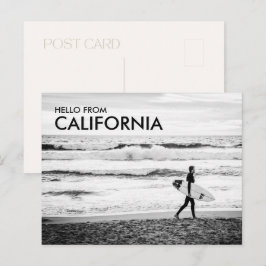 Moderne Zwart & Wit Hallo vanuit California Strand Briefkaart