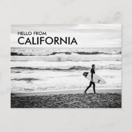 Moderne Zwart & Wit Hallo vanuit California Strand Briefkaart