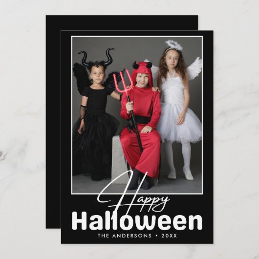 Moderne zwart-wit Halloween foto Kaart (Voorkant / Achterkant)