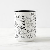 Moderne zwart-wit handgeschreven namen mok (Midden)