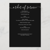 Moderne Zwart & Wit Handgeschreven Script begrafen Programmakaart (Achterkant)