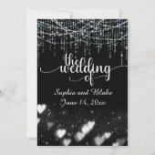 Moderne Zwart-wit Hangende Lichten Bruiloft Kaart (Achterkant)