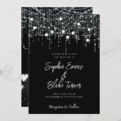Moderne Zwart-wit Hangende Lichten Bruiloft Kaart (Voorkant / Achterkant)