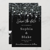 Moderne Zwart & Wit Hangende Lichten Sla de Datum  Kaart (Voorkant / Achterkant)