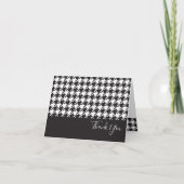 Moderne Zwart-Wit Houndstooth Bedankkaart (Voorkant)