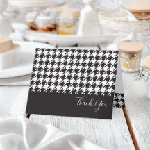 Moderne Zwart-Wit Houndstooth Bedankkaart
