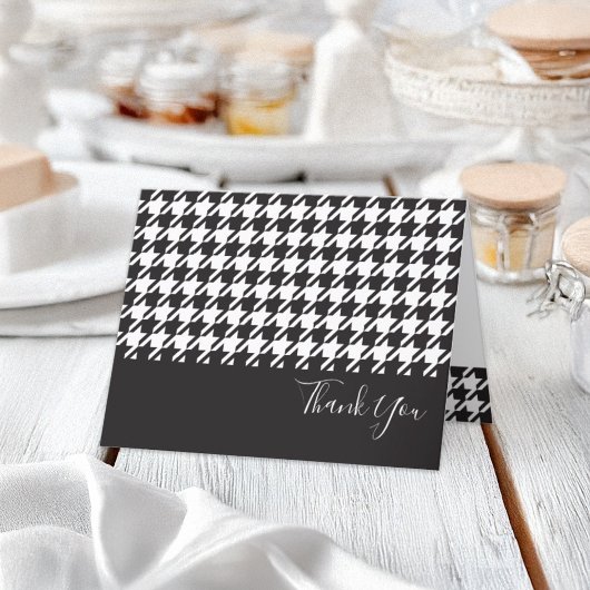 Moderne Zwart-Wit Houndstooth Bedankkaart