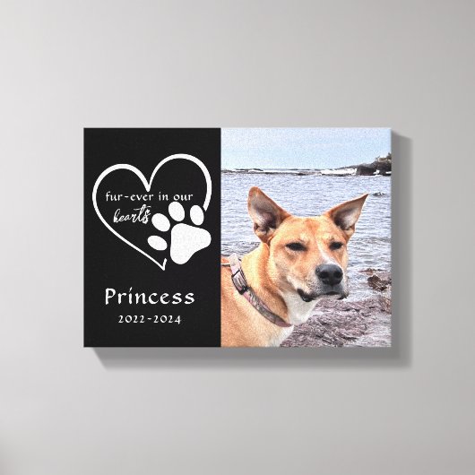 Moderne Zwart Wit Huisdier Memorial Foto Keepsake Canvas Afdruk (Voorkant)