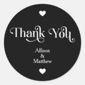 Moderne Zwart & Wit Huwelijk Dank u Ronde Sticker (Voorkant)