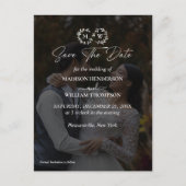 Moderne Zwart & Wit Huwelijksfoto Sla de datum op Briefkaart (Voorkant)