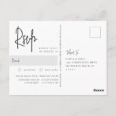Moderne Zwart-Wit Huwelijksmaaltijd Keuze RSVP Briefkaart (Achterkant)