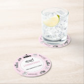 Moderne zwart-wit illustratie op roze ronde kartonnen onderzetter (Insitu)