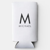 Moderne zwart-wit Initiaal monogram Sjabloon Seltzer Blikjeskoeler (Voorkant)