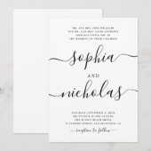 Moderne zwart-wit kalligrafie bruiloft - Elegant Kaart (Voorkant / Achterkant)