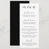 Moderne zwart-wit kalligrafie Elegante bruiloft Menu (Voorkant / Achterkant)
