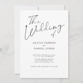 Moderne zwart-wit kalligrafie script bruiloft kaart (Voorkant)