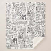 Moderne zwart-wit katten en kittens met patronen sherpa deken (Voorkant)