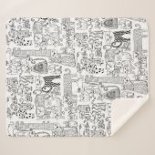 Moderne zwart-wit katten en kittens met patronen sherpa deken (Voorkant (horizontaal))