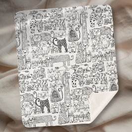 Moderne zwart-wit katten en kittens met patronen sherpa deken