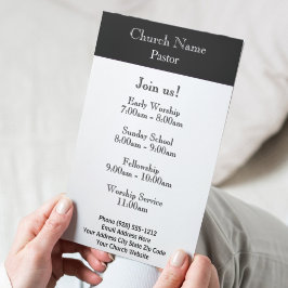 Moderne zwart-wit kerk verbinding brochures drieluik kaart