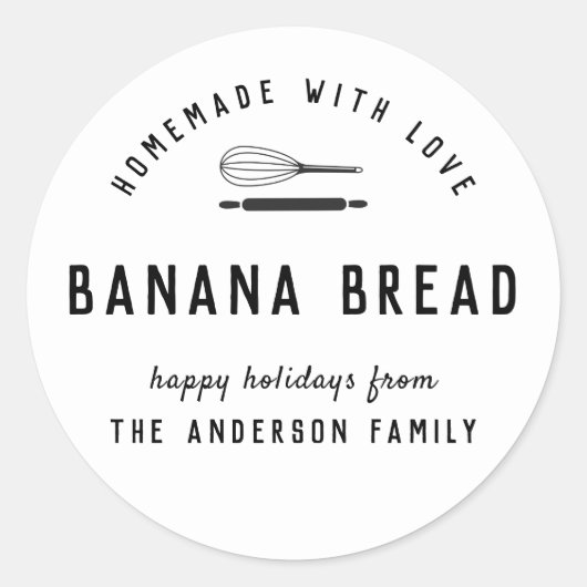 Moderne Zwart-Wit Kerstbakcadeau Ronde Sticker (Voorkant)
