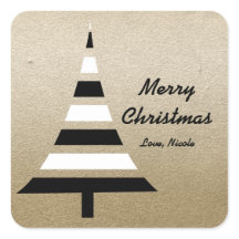 Moderne Zwart & Wit Kerstboom Stickers
