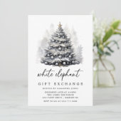 Moderne Zwart Wit Kerstboom Witte Olifant Kaart (Staand voorkant)