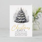 Moderne Zwart & Wit Kerstboompartij Folie Feestdagenkaart (Staand Voorkant)