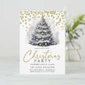 Moderne Zwart & Wit Kerstboompartij Kaart (Staand voorkant)