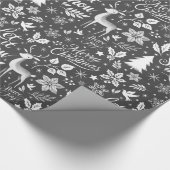 Moderne zwart-wit kerstgroeten cadeaupapier (Hoek)