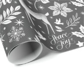 Moderne zwart-wit kerstgroeten cadeaupapier (Rol Hoek)