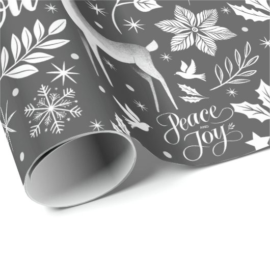 Moderne zwart-wit kerstgroeten cadeaupapier (Rol Hoek)