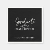 Moderne zwart-wit klasse van 2025 Graduation Cap Servet (Voorkant)
