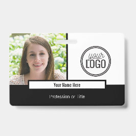 Moderne Zwart & Wit Kleurenblok Foto Naambadge Badge