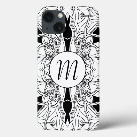 Moderne zwart-wit kunst ontwerp met monogram Case-Mate iPhone case (Achterkant)