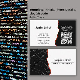 Moderne Zwart & Wit Landschap Web Designer Visitekaartje