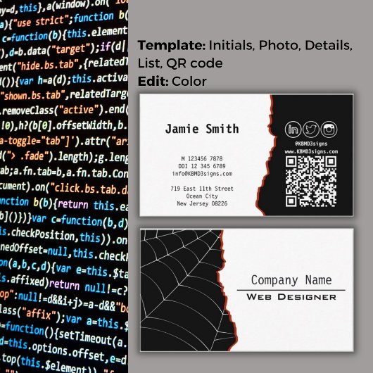 Moderne Zwart & Wit Landschap Web Designer Visitekaartje