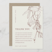 MODERNE ZWART-WIT-LIJN MET FLORAL WEDDING BEDANKKAART (Voorkant / Achterkant)