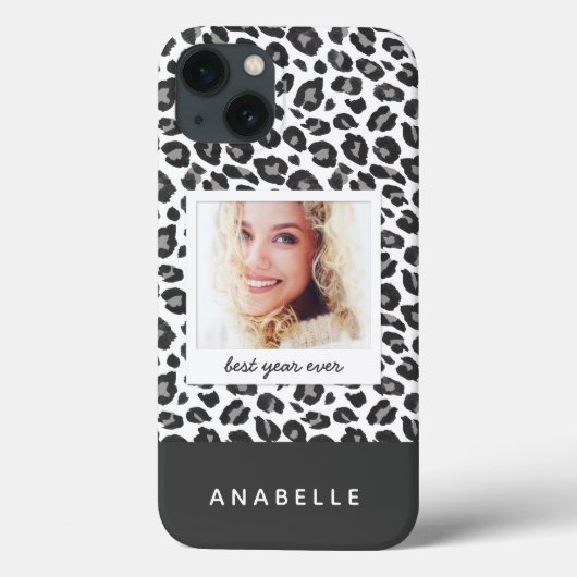 Moderne zwart-wit luipaard print foto Case-Mate iPhone case (Achterkant)