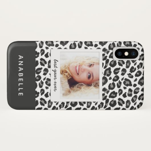 Moderne zwart-wit luipaard print  foto Case-Mate iPhone case (Achterkant (horizontaal))