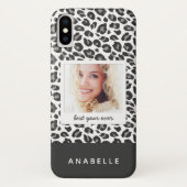 Moderne zwart-wit luipaard print  foto Case-Mate iPhone case (Achterkant)