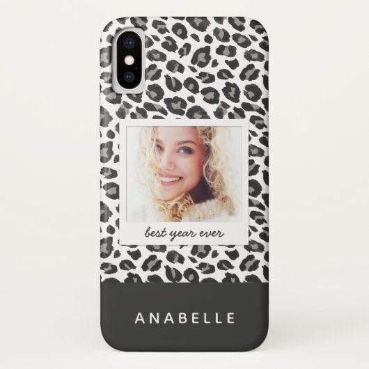Moderne zwart-wit luipaard print  foto Case-Mate iPhone case (Achterkant)