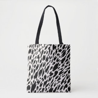 Moderne zwart-wit luipaardpatroon Canvas tas