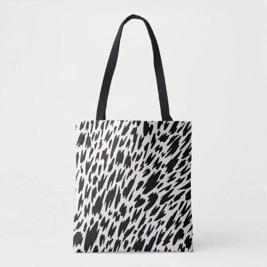 Moderne zwart-wit luipaardpatroon Canvas tas (Voorkant)