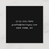 Moderne zwart-wit luxe minimalistische typografie vierkante visitekaartje (Achterkant)