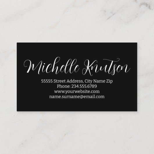 Moderne zwart-wit Make-up Artiest Haarsalon Visitekaartje (Achterkant)