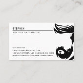 Moderne Zwart & Wit Man & Scharen Kapper Shop Visitekaartje (Achterkant)